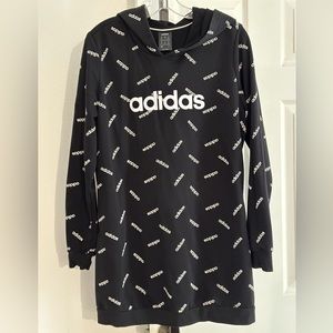 Adidas Womens Logo-Print Tunic Hoodie Sweatshirt